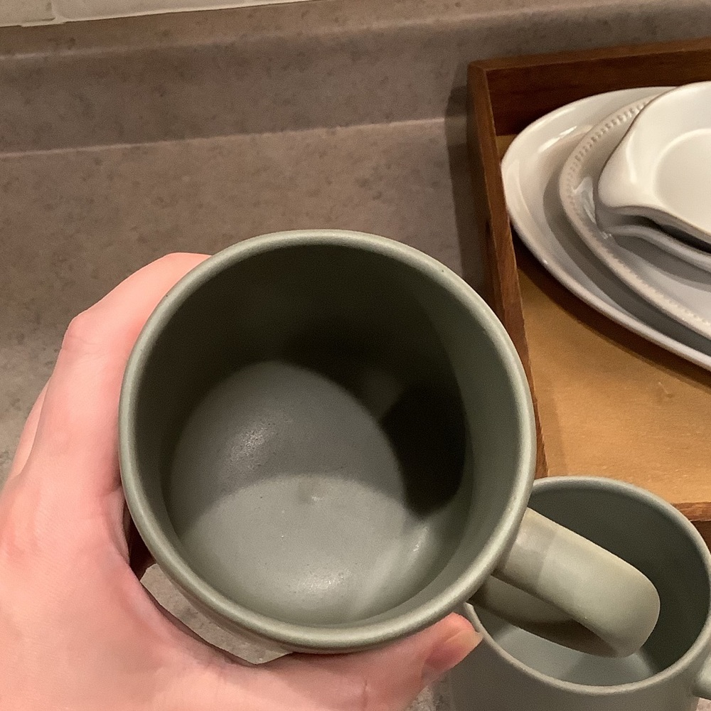 Set of 2 Hearth and Hand with Magnolia Matte Olive Green Coffee Mugs - Picture 7 of 8